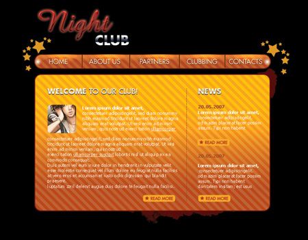 Create Web layout for Night Club web site in Photoshop CS