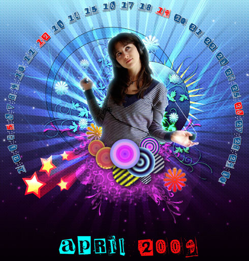 Making a cool and colorful April 2009 calendar wallpaper in  Photoshop CS4