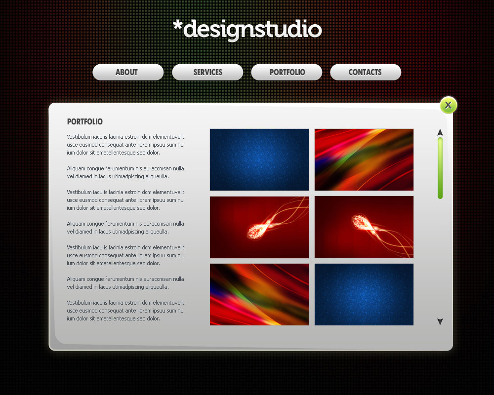 Create contemporary web layout for your design studio in Adobe Photoshop CS4