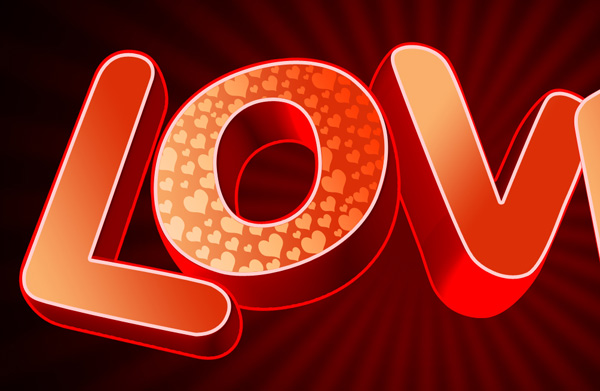 How to create 3D Love text composition in Adobe Photoshop CS4