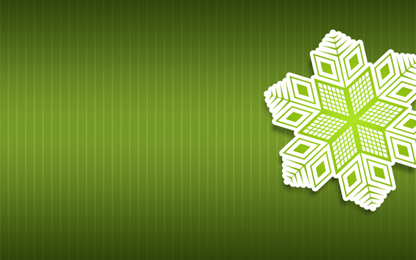 Merry Christmas Card – Paper Snowflakes on Green Background in Adobe Photoshop CS6
