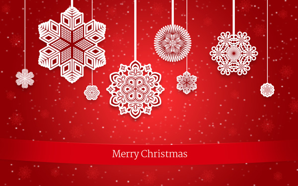 Tạo Thiệp Giáng Sinh với trang trí bông tuyết trên nền đỏ trong Photoshop